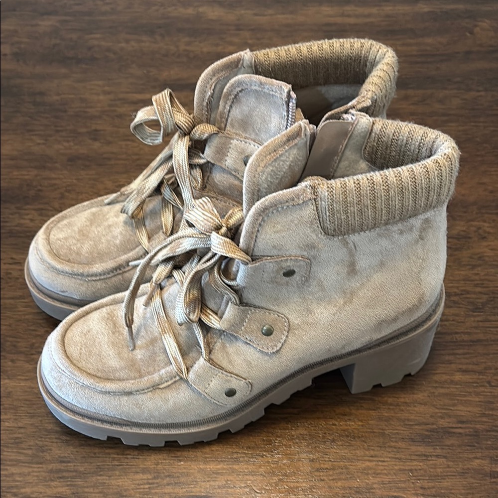 Suede Ankle Boots with Laces